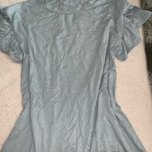 Blue ruffle sleeve T-shirt dress.